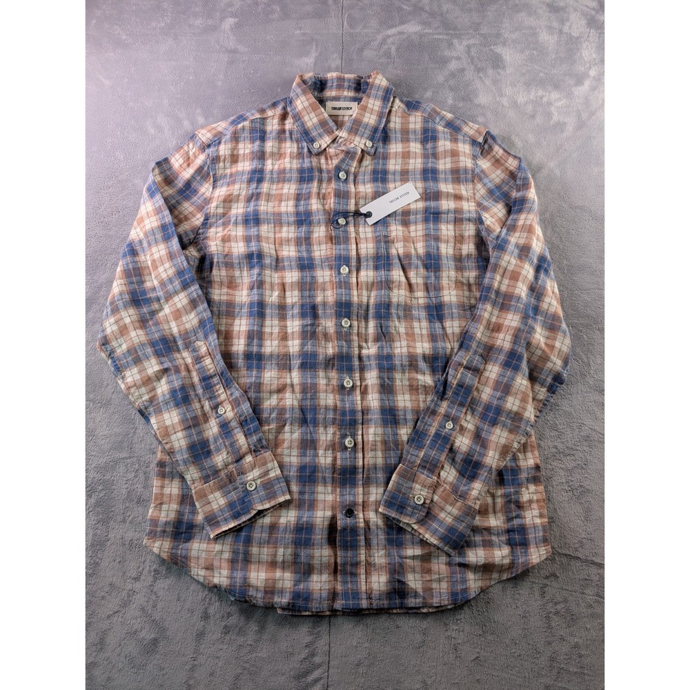 Taylor Stitch The Jack Shirt Sunrise Plaid Linen Mens 38 Small NWT MSRP $128